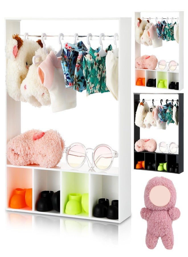 خزانة ملابس للدمى من سيمجوينج، مقاس 17 سم، مزودة بـ 13 علاقة ملابس، لتخزين ملابس الدمى، وأثاث خزانة الملابس، وإكسسوارات، وصندوق عرض إكسسوارات الدمى مقاس 17 سم، ووحدة تخزين محمولة لبيت الدمى (أبيض). - Image 1